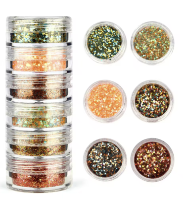 Lot de grosses paillettes - dégradé orange et vert