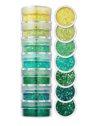 Lot de grosses paillettes - dégradé jaune et vert