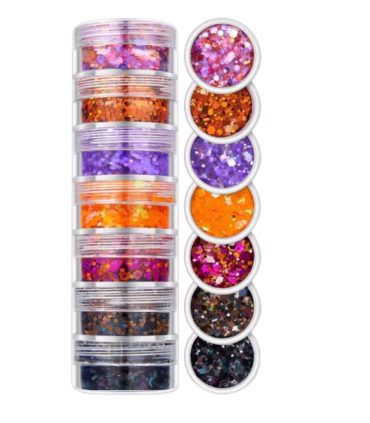 Lot de grosses paillettes - dégradé violet, orange et noir
