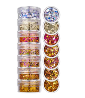 Lot de grosses paillettes - dégradé jaune et rose