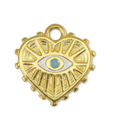 Pendentif en acier inoxydable Coeur avec un oeil DORÉ