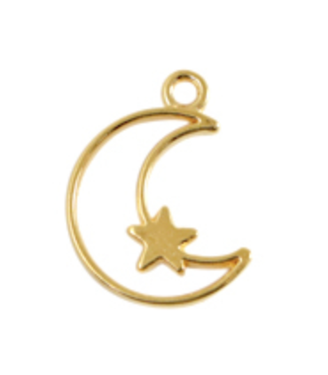 Pendentif quart de lune avec une étoile DORÉ