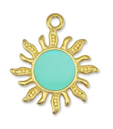 Pendentif soleil DORÉ TURQUOISE