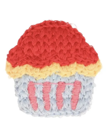 Patch brodés à Coudre :  Mini Cupcake - BLEU GRIS, ROUGE, JAUNE