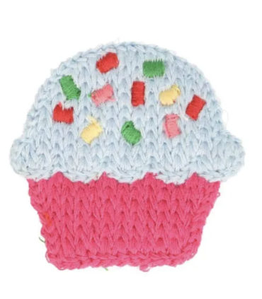 Patch brodés à Coudre : Cupcake - ROSE et BLEU GRIS