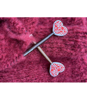 Protege pointes aiguilles à tricoter : Coeur Blanc et Rouge