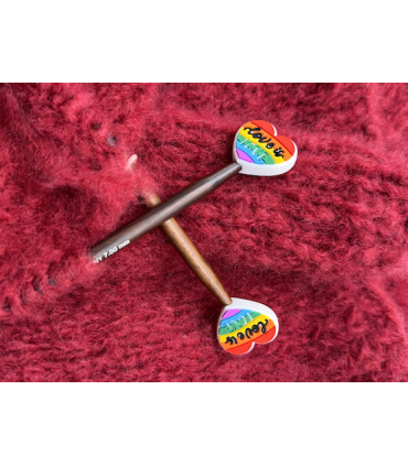 Protege pointes aiguilles à tricoter : Coeur Multicolors
