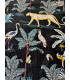 Velours Indien imprimé matelassé double face - JUNGLE - NOIR