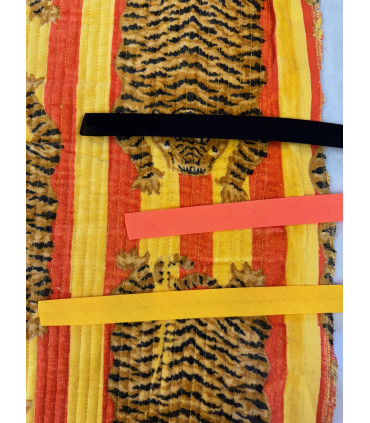 Velours Indien imprimé matelassé double face - Tigre rayé - ORANGE