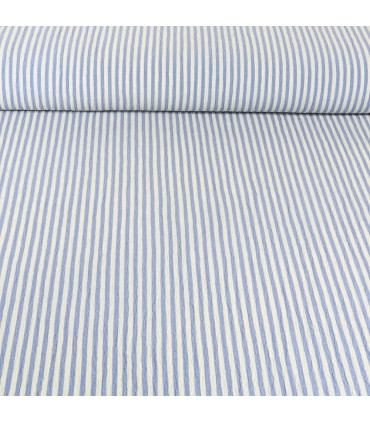 Seersucker Rayé BLEU PALE et ÉCRU