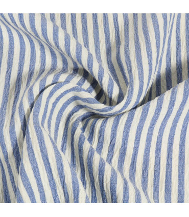 Seersucker Rayé BLEU PALE et ÉCRU