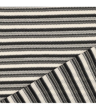 POPPY: Tissu en mailles crochet rayé NOIR et BLANC