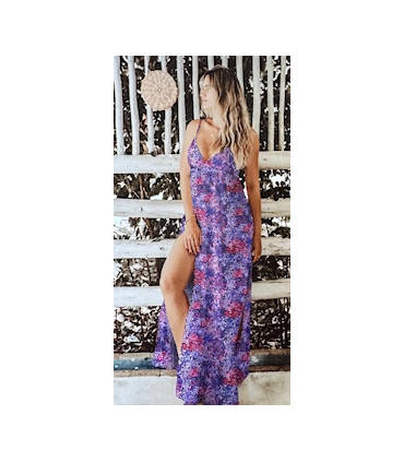 Satin de Coton Fleuri - VIOLET et ROSE