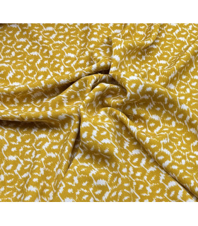 Viscose Alvéoles MOUTARDE et CRÈME