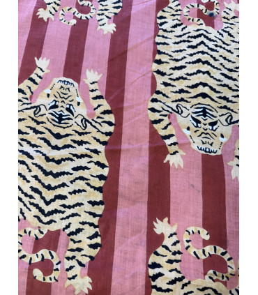 Coton indien Imprimé Tigre - CLYDE - ROSE INDIEN