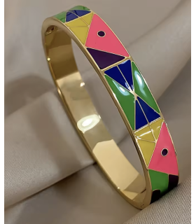 Jonc en Laiton émaillé - Triangles - MULTICOLOR