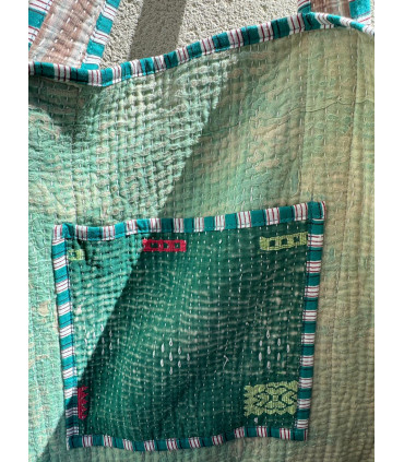Kantha Tote Bag - Vert et Blanc