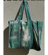 Kantha Tote Bag - Vert et Blanc