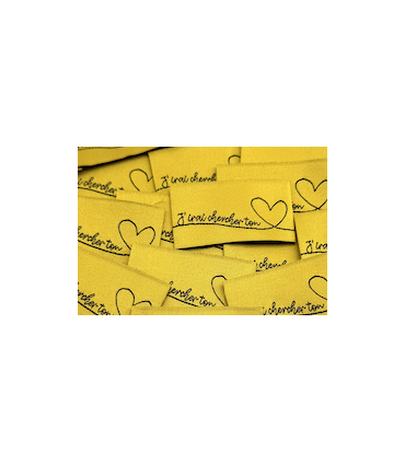 Etiquette tissée à coudre : j'irai chercher ton coeur - OLIVE