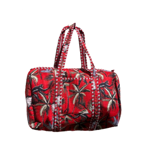 Sac polochon en matelassé indien - jungle - ROUGE