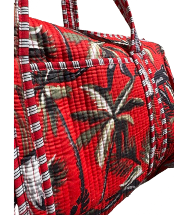 Sac polochon en matelassé indien - jungle - ROUGE