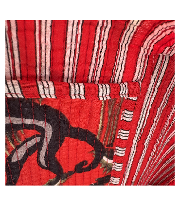 Sac polochon en matelassé indien - jungle - ROUGE