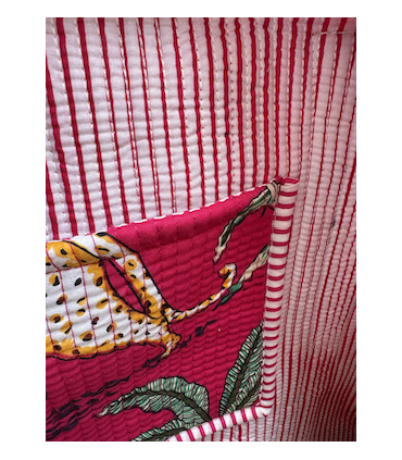 Tote bag indien matelassé - Imprimé jungle - FUSCHIA