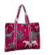 Tote bag indien matelassé - Imprimé jungle - FUSCHIA