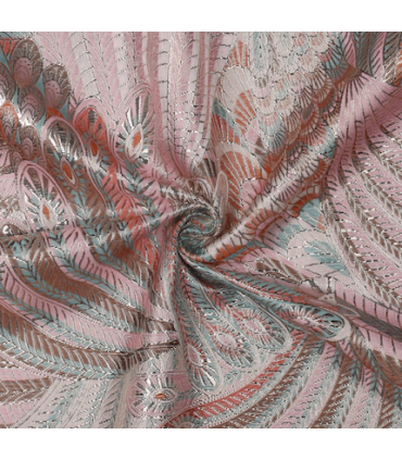 Jacquard paon - ROSE et LUREX