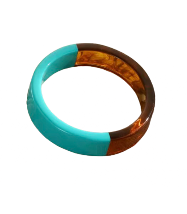 Jonc en résine fin bicolore - TURQUOISE et ÉCAILLE