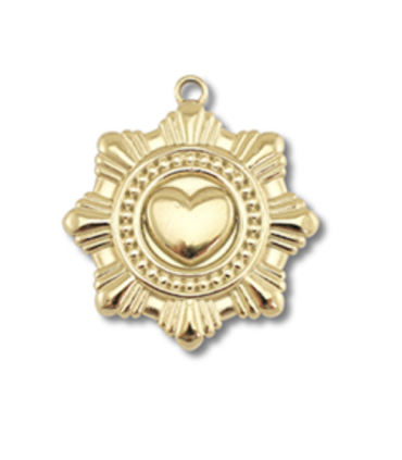 Pendentif fleur avec un coeur - DORÉ