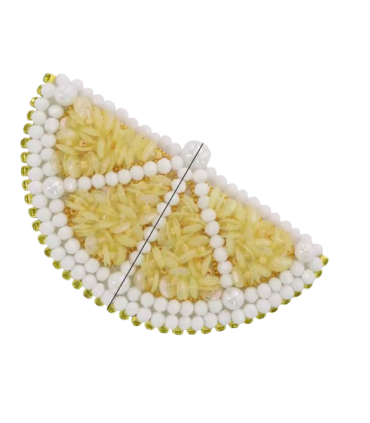 Broche en perles brodée - CITRON