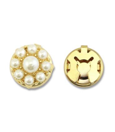 Cache-Boutons - Fleur en perle - DORÉ et NACRE