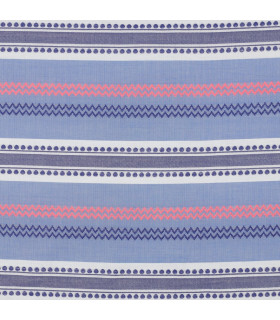 Coton brodé à rayures - BLEU, FLUO et BLANC