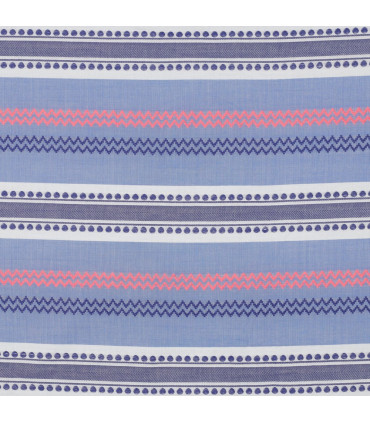 Coton brodé à rayures - BLEU, FLUO et BLANC