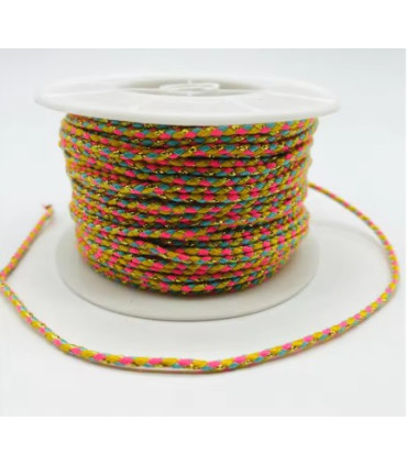 Fil de Coton tressé - OR ROSE TURQUOISE JAUNE
