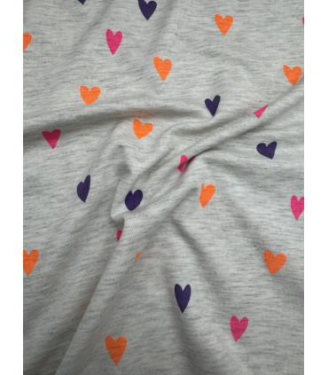 Jersey à coeurs - ÉCRU et FLUO