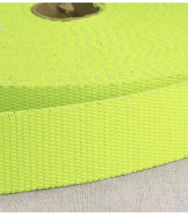 Sangle à sac Paillettes JAUNE FLUO et ARGENT