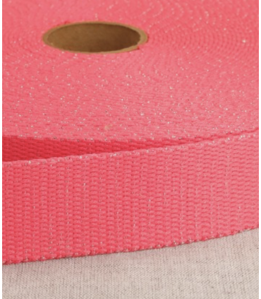 Sangle à sac Paillettes ROSE FLUO et ARGENT