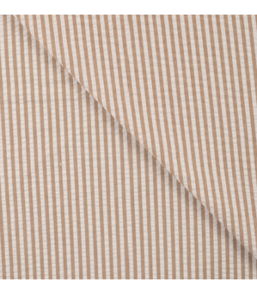 Seersucker Rayé CARAMEL et BLANC