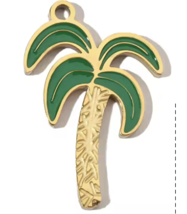 Pendentif palmier - DORÉ et VERT