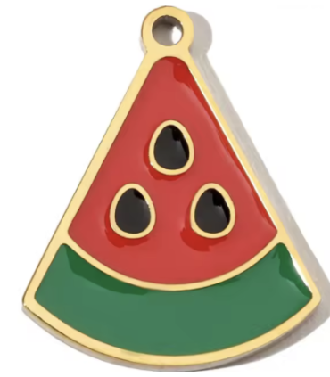 Pendentif pastèque - DORÉ, ROUGE et VERT