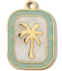 Pendentif plaque palmier - DORÉ, BLANC et TURQUOISE