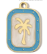 Pendentif plaque palmier - DORÉ, BLANC et BLEU