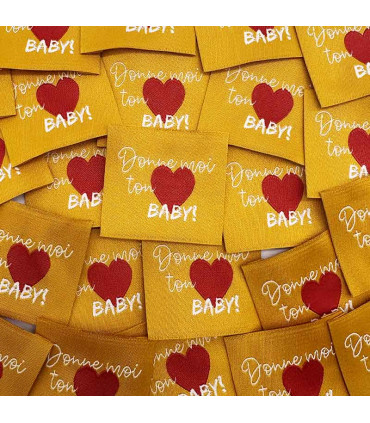 Etiquette Tissée à coudre : Donne moi ton Coeur BABY - SAFRAN