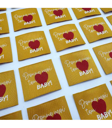 Etiquette Tissée à coudre : Donne moi ton Coeur BABY - SAFRAN