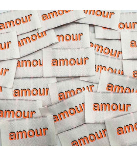 Etiquette tissée à coudre : amour - FLUO