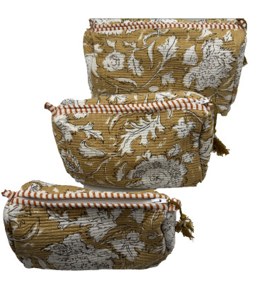 Set de 3 trousses indiennes - Fleurs - OCRE