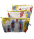 Set de 3 trousses indiennes - Ethnique - JAUNE ET BLEUE
