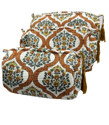 Set de 3 trousses indiennes - Arabesque - CAMEL